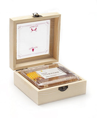 Honey Land 100% Raw Honeycomb In Beautiful Wood Gift Box Ready for Gift Giving - RudiGourmand