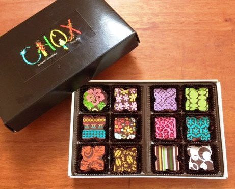 CHOX 12 Piece Box of Assorted Artisan Panamanian Chocolate Truffles - RudiGourmand