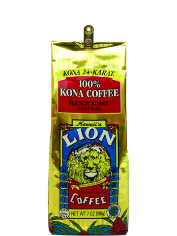 Lion 24Karat Kona Coffee French Roast Coffee (7 oz) - RudiGourmand